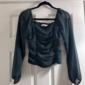 All In Favor Ruched Square Neck Blouse - Small